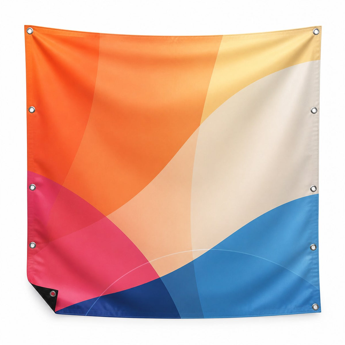 Hochwertiges Textilbanner Blockout, 4/0-farbig bedruckt, Ösen im Abstand von 50 cm links und rechts