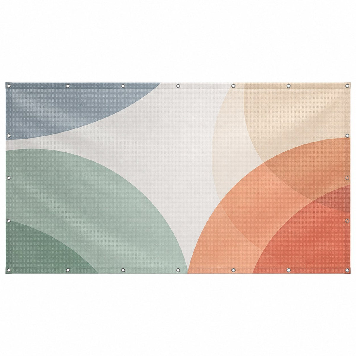 Nachhaltiges Bauzaunbanner 340 x 173 cm, 4/0-farbig bedruckt, umsäumt und Ösen im Abstand von 50 cm rundum
