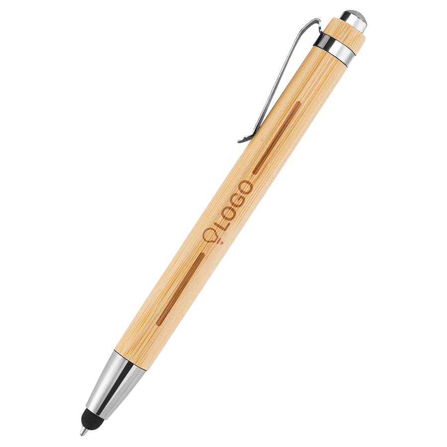 Bambus-Touchpen-Kugelschreiber mit einseitiger Lasergravur (bedruckbar)