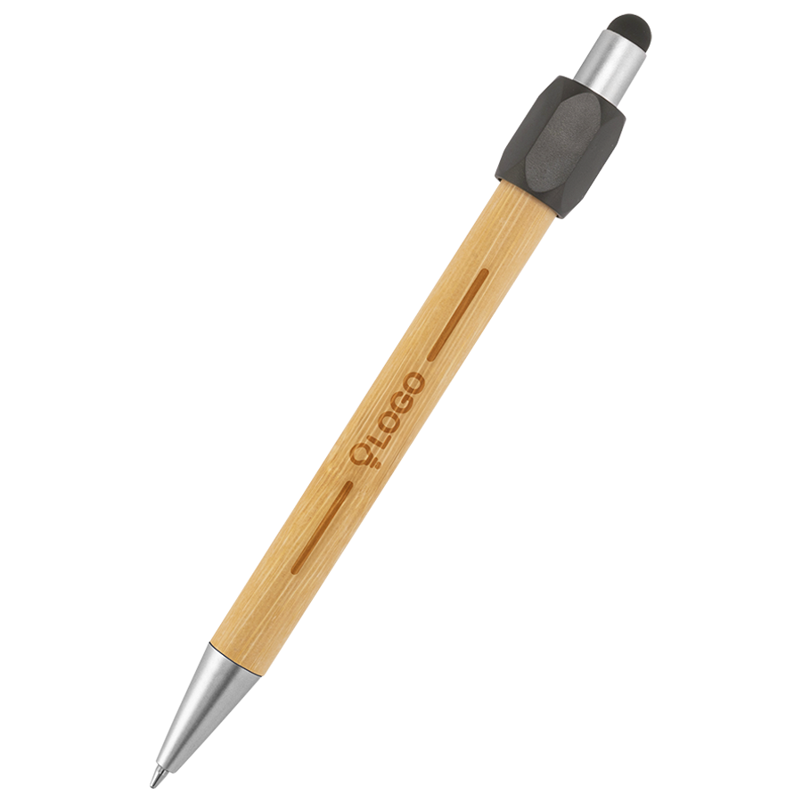 Bambus-Touchpen-Kugelschreiber Spinner mit einseitiger Lasergravur (bedruckbar)