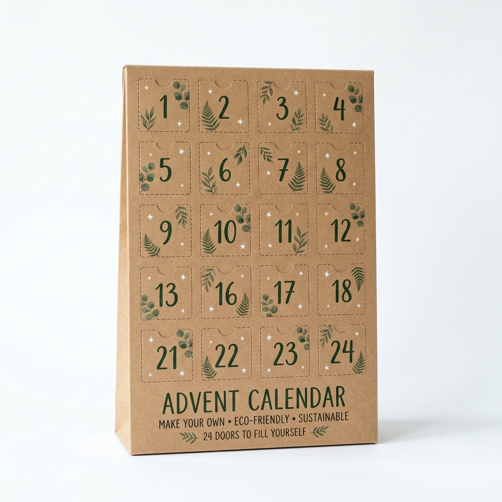 Nachhaltiger Adventskalender zum selbst Befüllen Hochformat (bedruckbar)