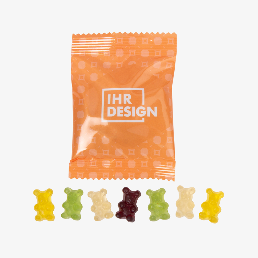 Fruchtsaftgummi-Tütchen 10 g Form Bärchen, einseitig (bedruckbar)