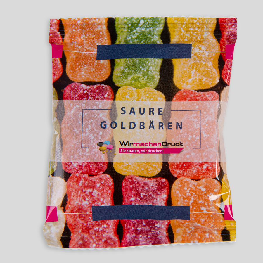 HARIBO Saure Goldbären, 10 g Tütchen, einseitig farbig (bedruckbar)
