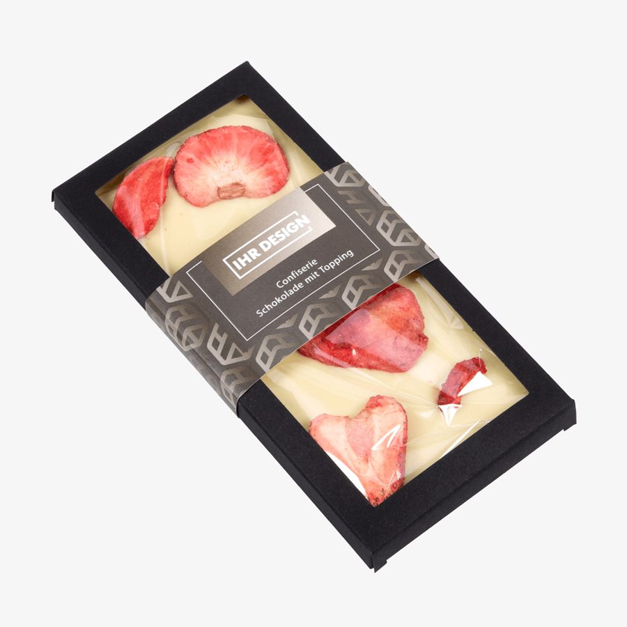 Schokoladentafel mit Topping 90 g, einseitig farbig (bedruckbar)