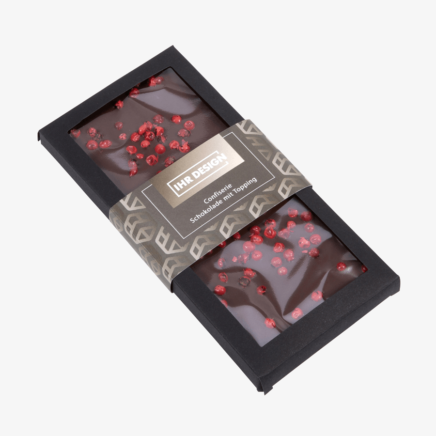 Schokoladentafel mit Topping 45 g, einseitig farbig (bedruckbar)