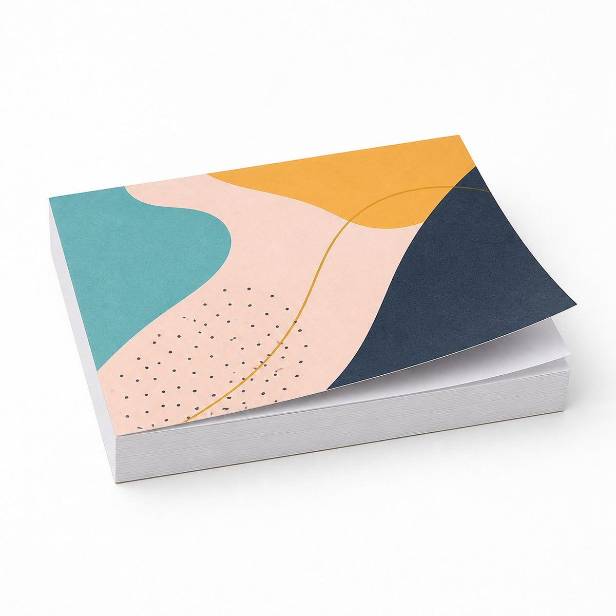 Block mit Leimbindung und Deckblatt, DIN A6 quer, 200 Blatt, 5/0 farbig einseitig bedruckt (CMYK 4-farbig + 1 Sonderfarbe HKS oder Pantone)