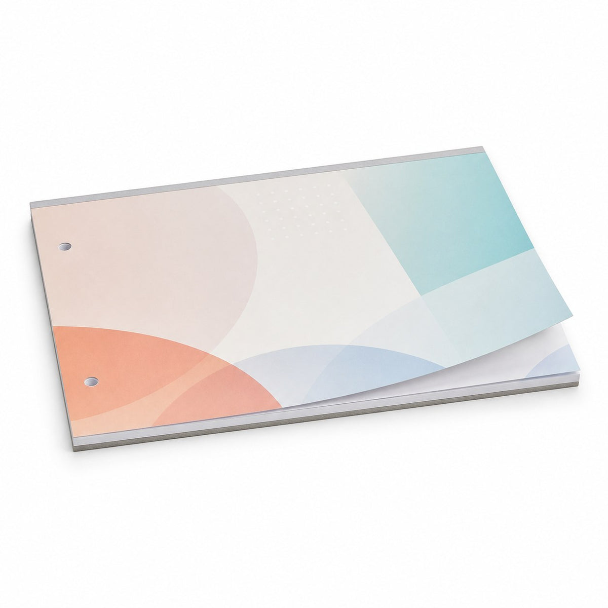 Block mit Leimbindung und Deckblatt, DIN A5 quer, 25 Blatt, 5/0 farbig einseitig bedruckt (CMYK 4-farbig + 1 Sonderfarbe HKS oder Pantone)