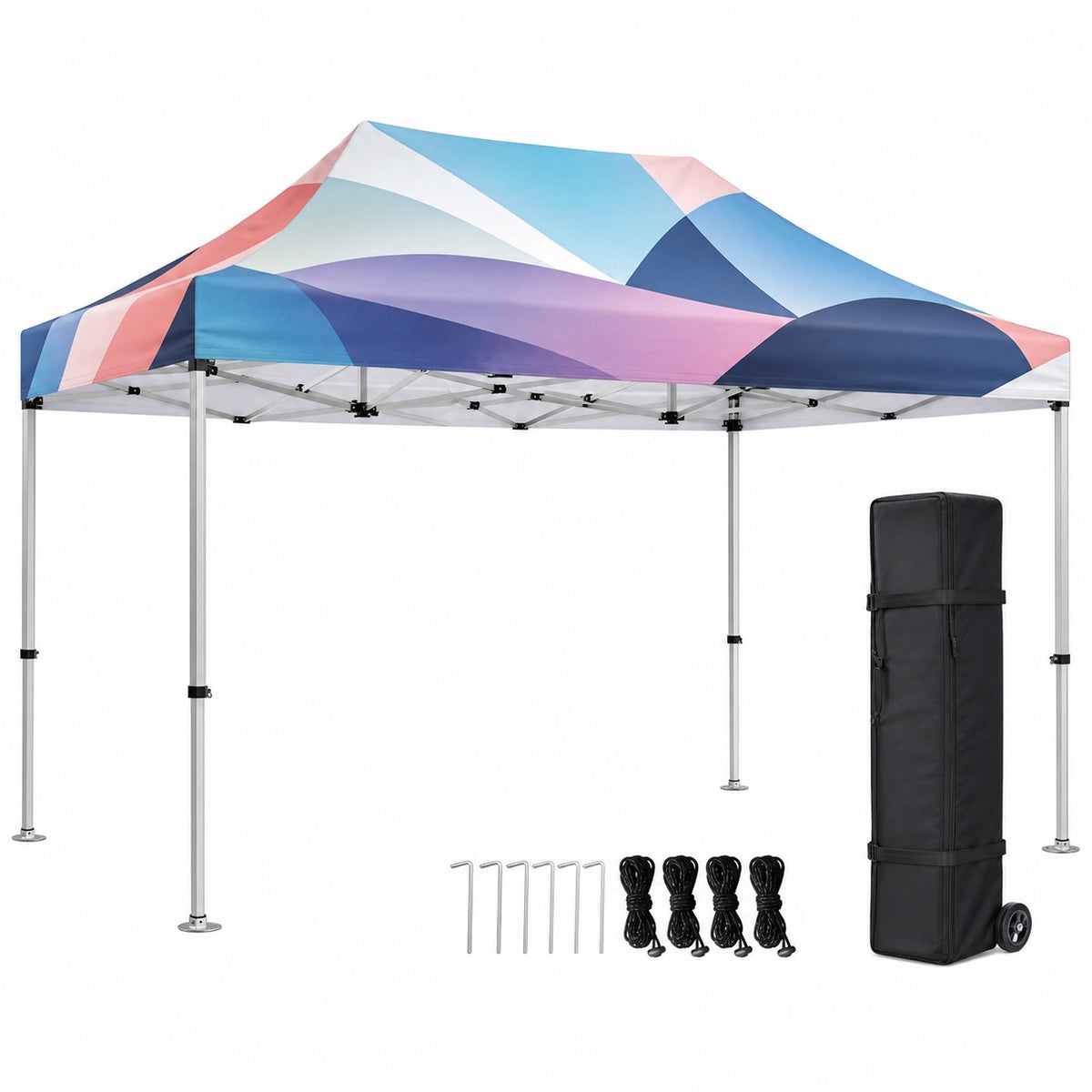 Faltpavillon 300 x 600 cm mit einseitig bedrucktem Dach inkl. Tasche & Montage-Kit