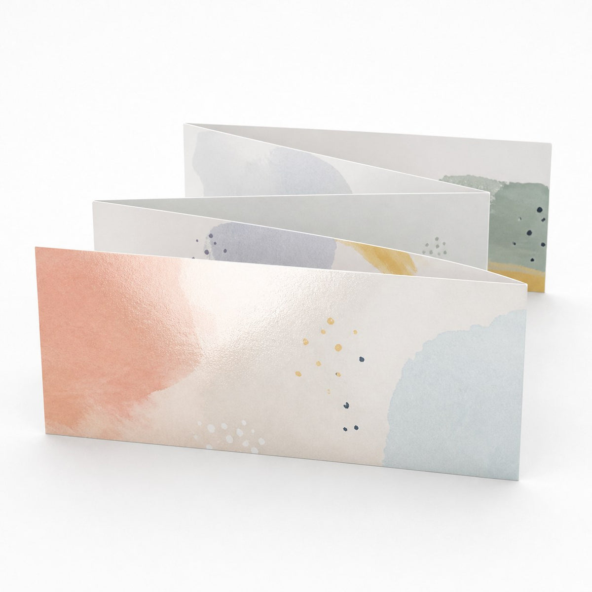 Postkarte, gefalzt auf DIN lang quer (21,0 x 10,5 cm), 4-seitig, mit allen Veredelungskombinationen
