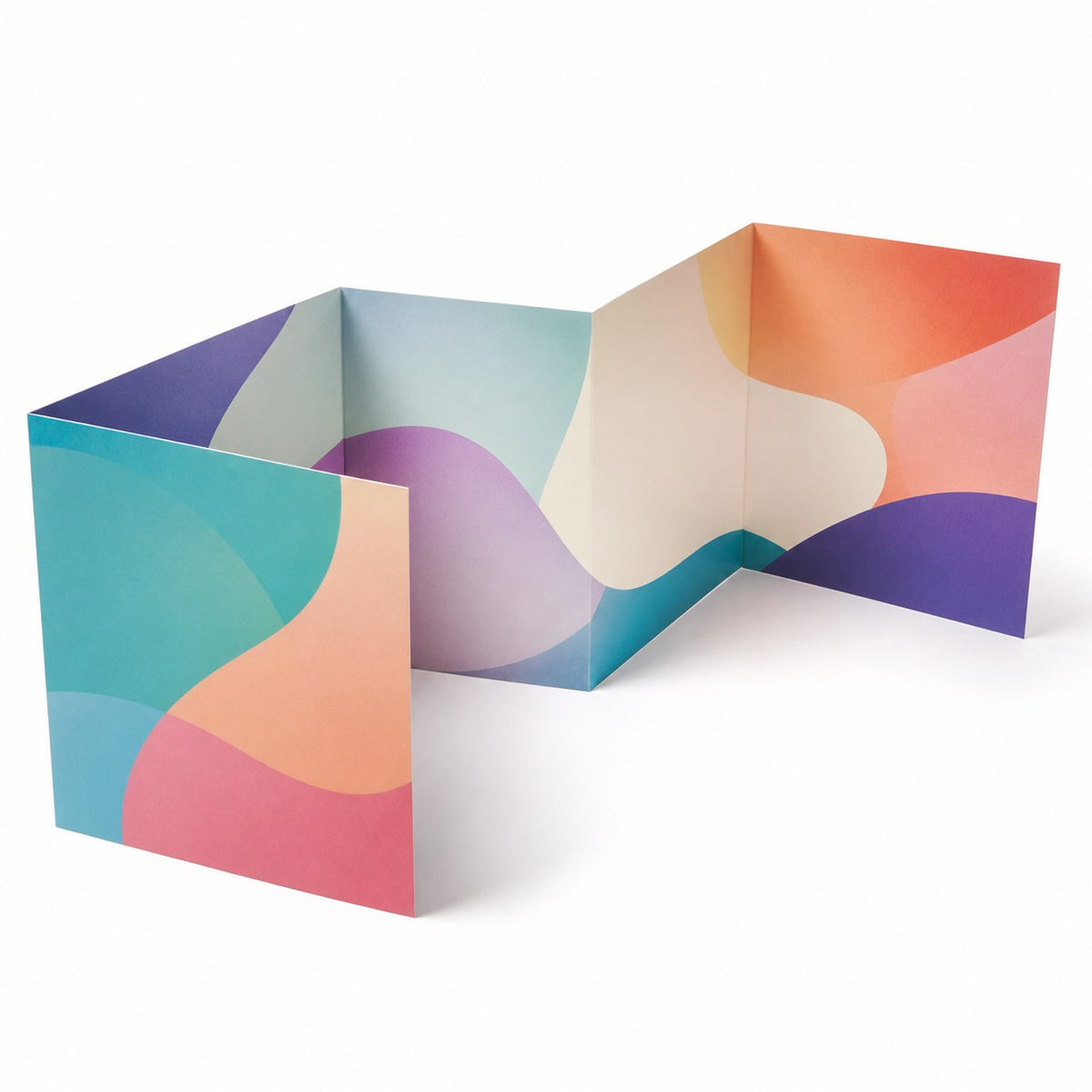 Faltblatt, gefalzt auf 18,0 cm x 12,0 cm, horizontaler Wickelfalz, 6-seitig