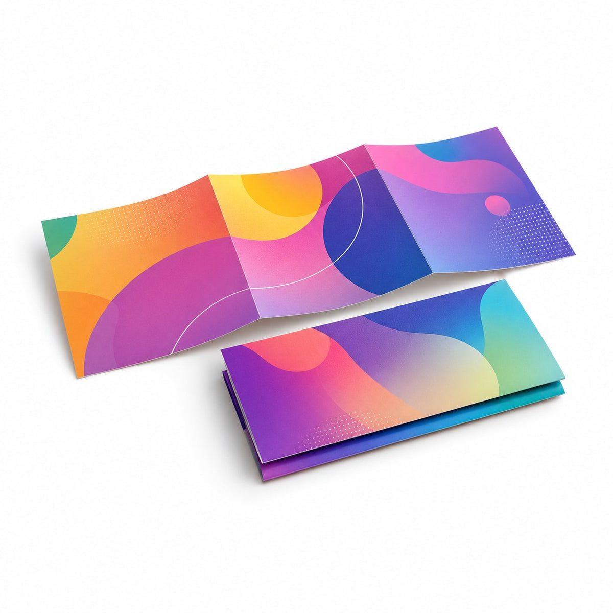 Faltblatt, gefalzt auf MAXI-Format (23,5 cm x 12,5 cm), horizontaler Wickelfalz, 8-seitig