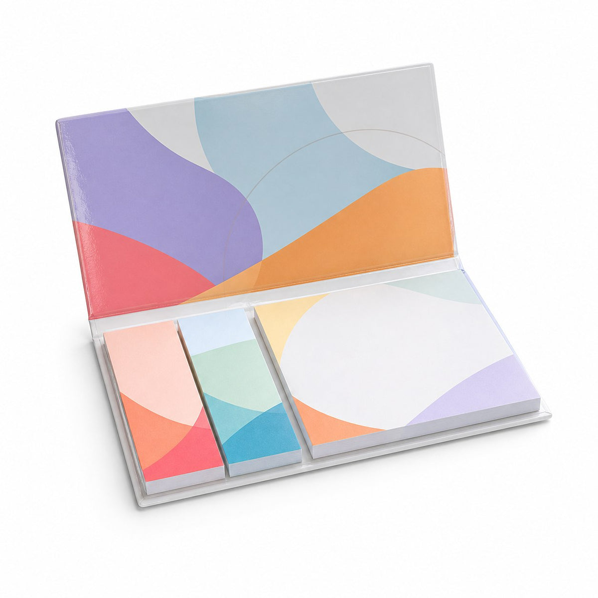 Haftnotizen-Set 50 Blatt mit Papiermarkern und bedruckten Inhalt im Softcover-Kartonumschlag, 4/0-farbig bedruckt