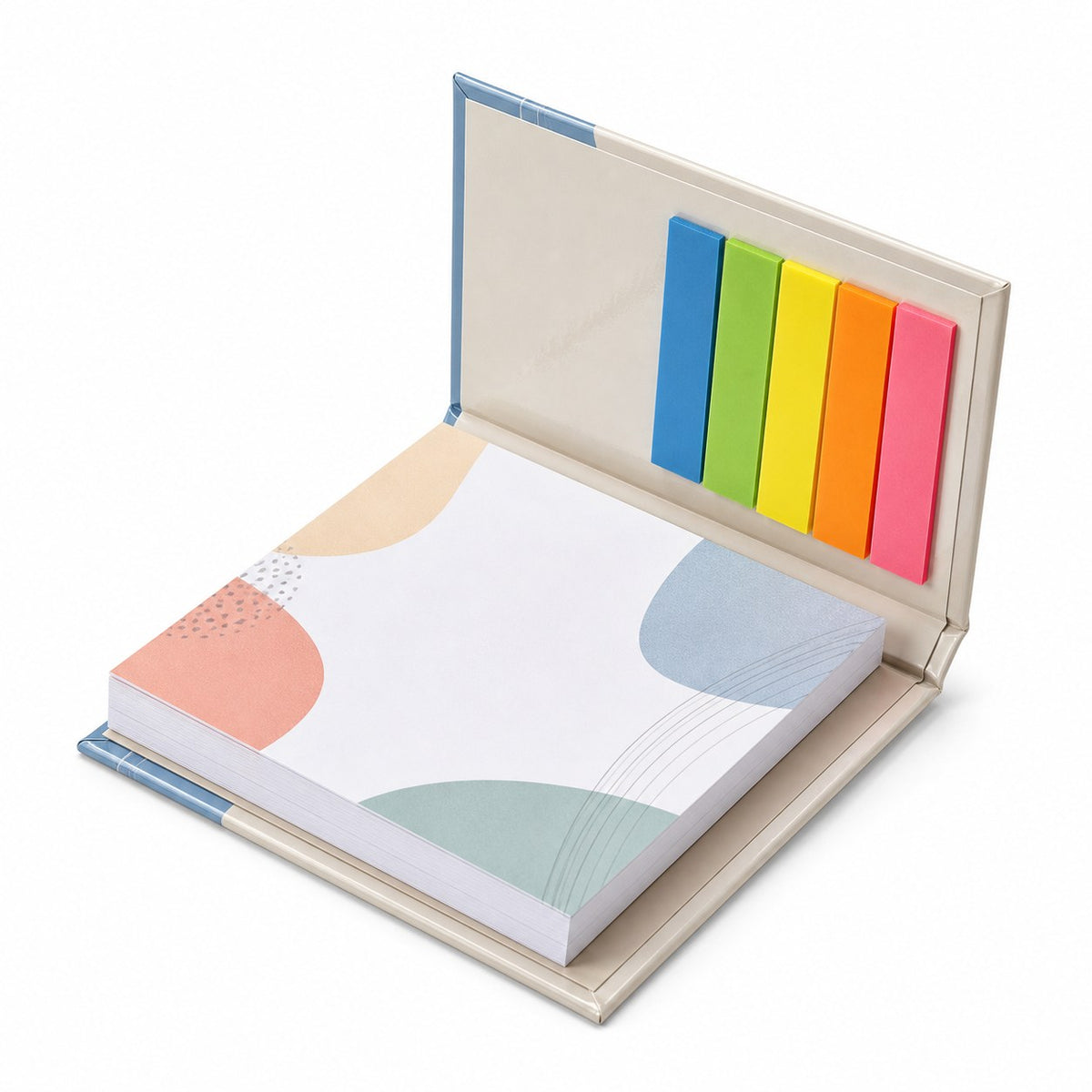 Haftnotizen-Set 50 Blatt mit Kunststoffmarkern und bedrucktem Inhalt im Hardcover-Bucheinband