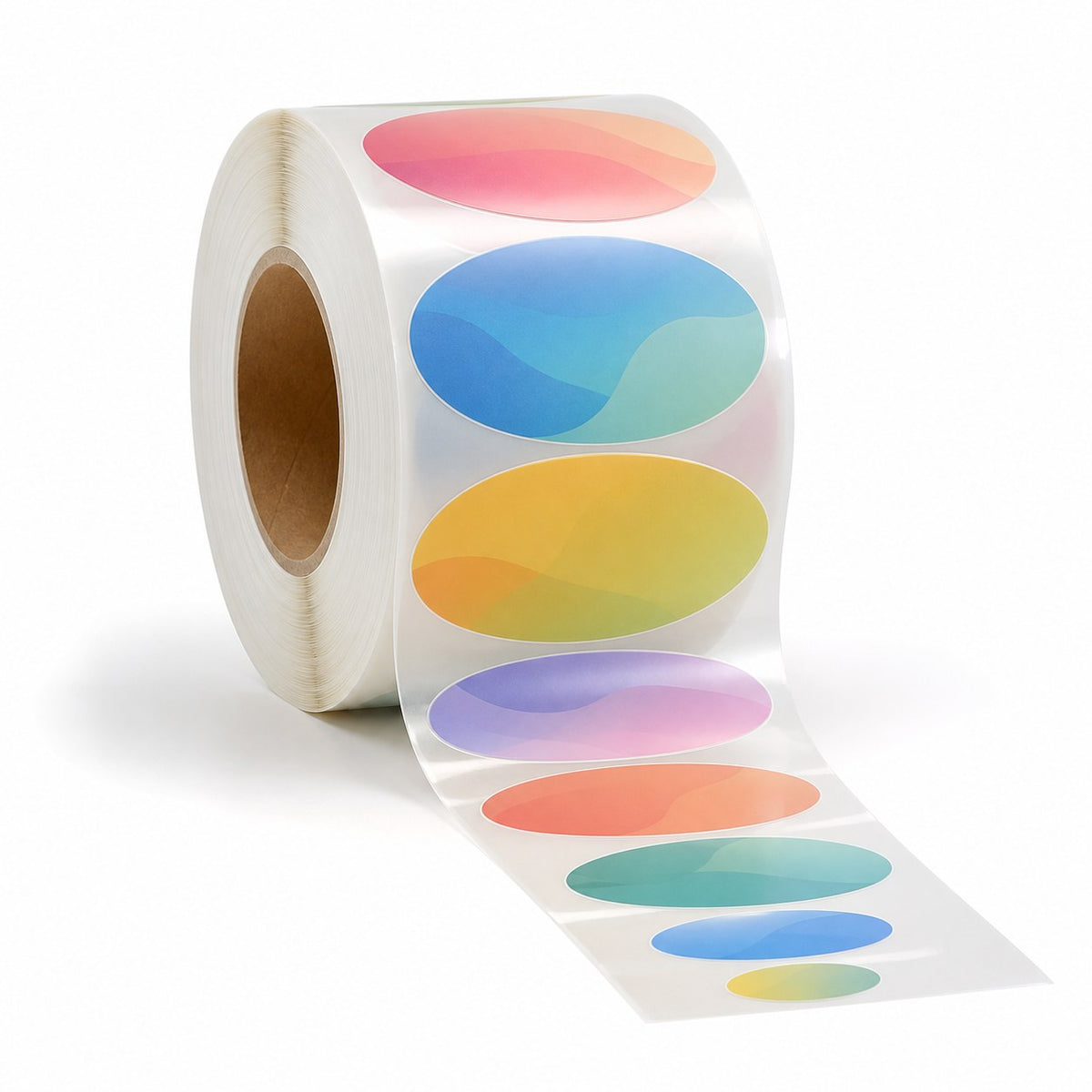 Hochwertige No Label Look Etiketten auf Rolle oval