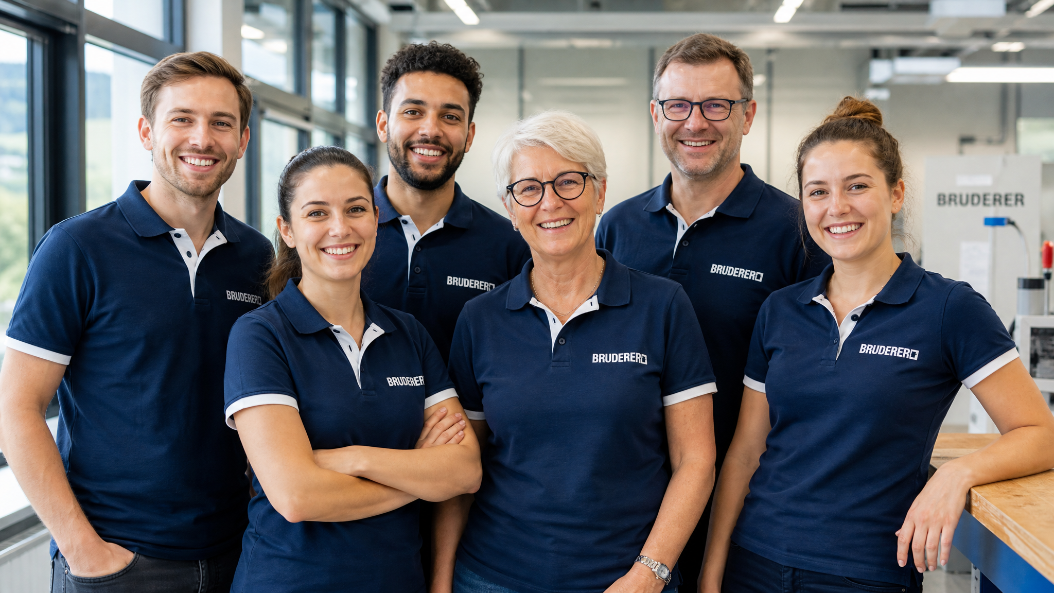 Team in einheitlicher gebrandeter Arbeitskleidung