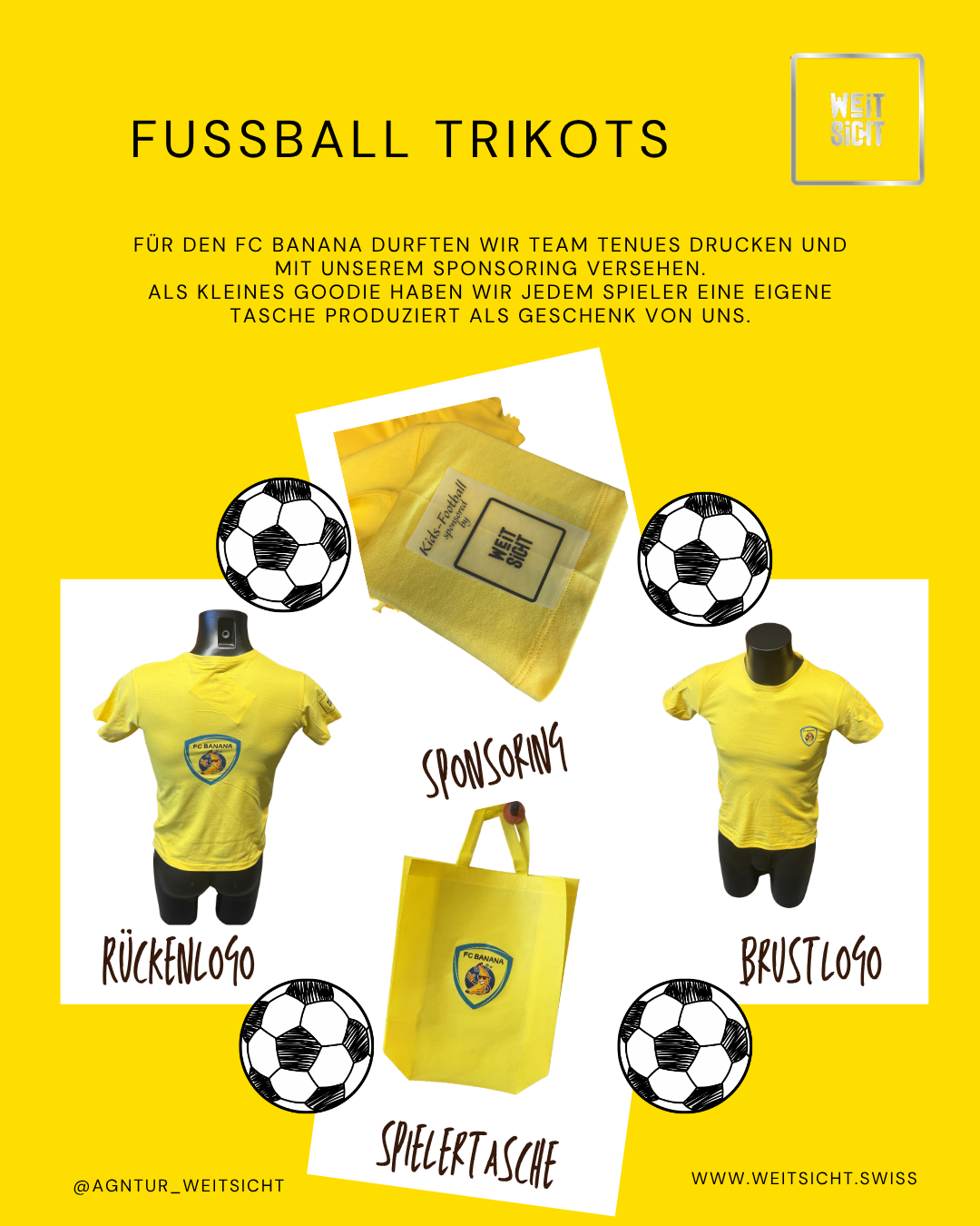 FC Banana – Mannschaftstrikots und Spielertaschen für das Grümpelturnier