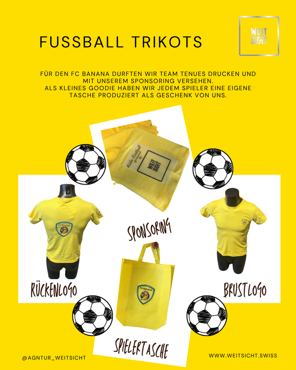 FC Banana – Mannschaftstrikots und Spielertaschen für das Grümpelturnier