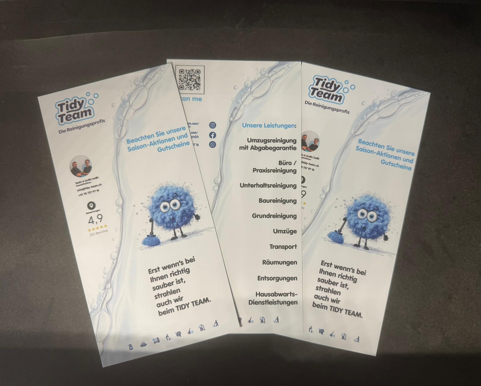 neue Postkarten-Flyer für TIDY TEAM Amriswil