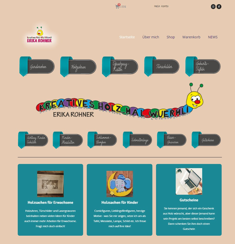 Vertrieb von Holzspielzeug über Webshop und Social Media