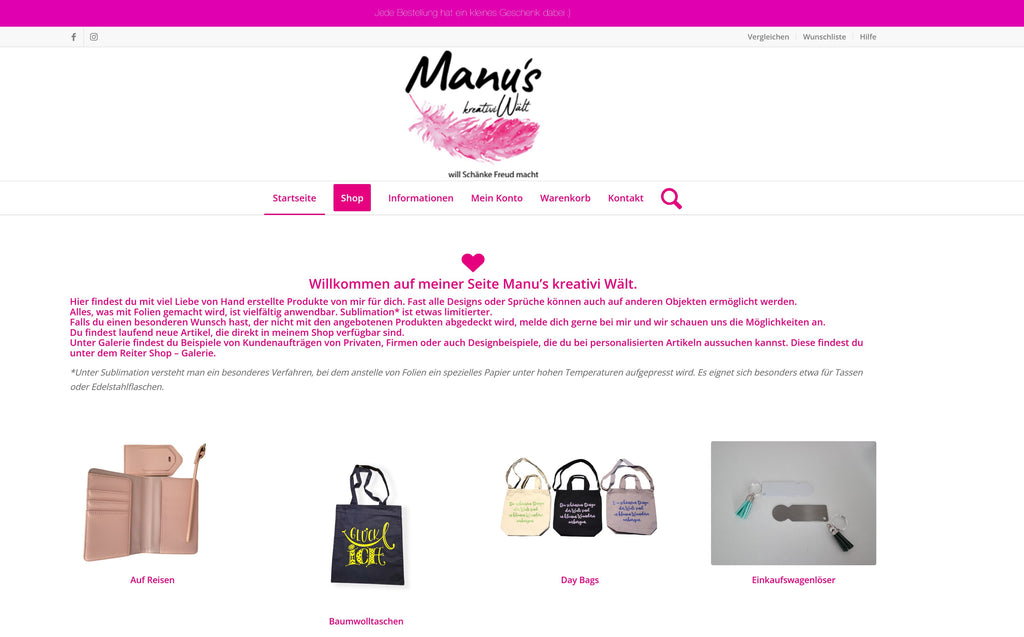 Neuer Webshop Manukreativ.ch