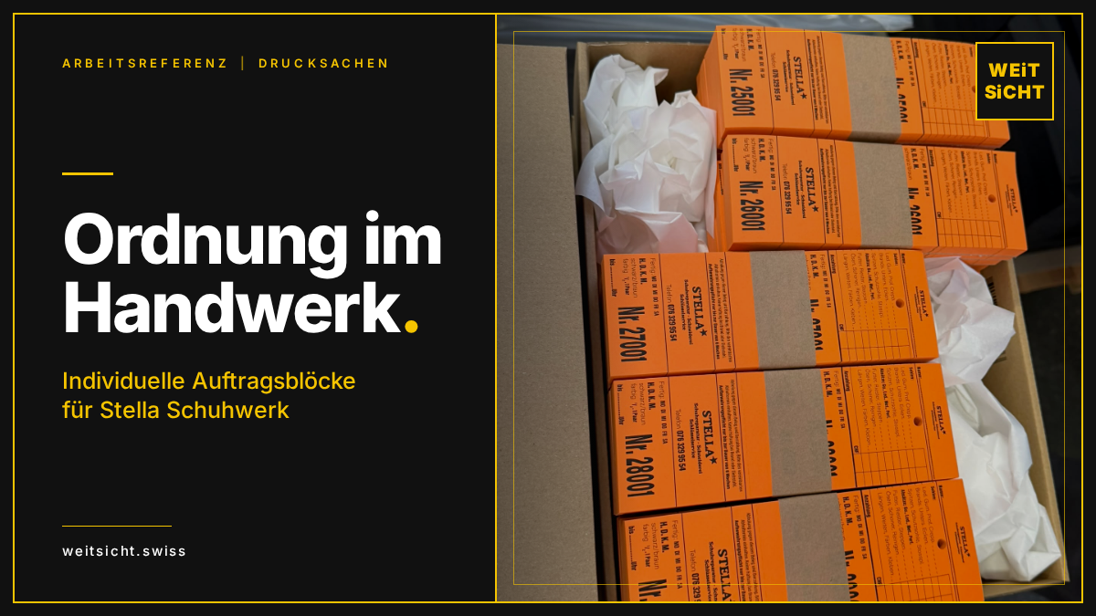 Individuelle Auftragsblöcke für Stella Schuhwerk, Amriswil
