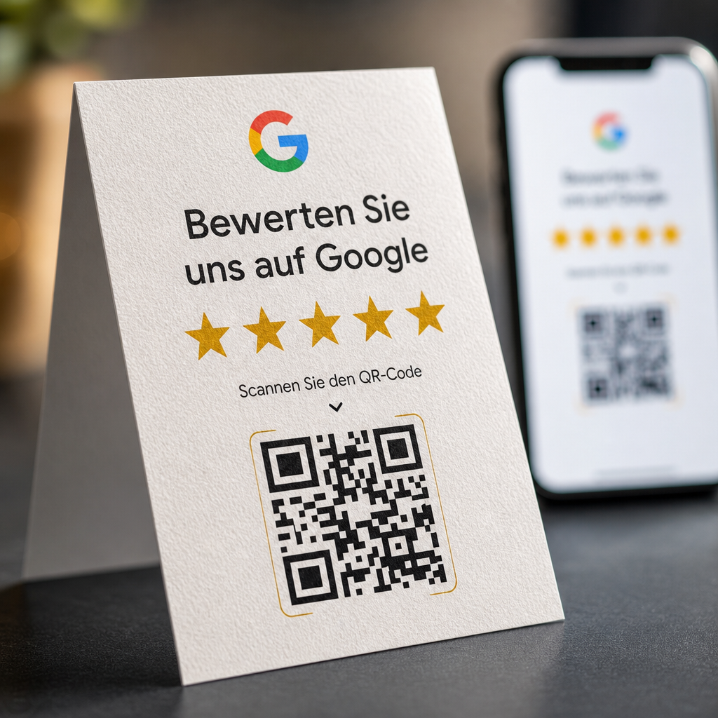 Google Bewertungskarten – 500 Stück mit individuellem Design & QR-Code