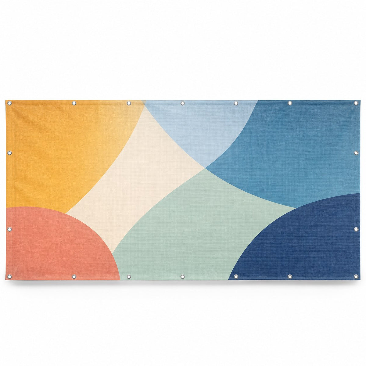 Bauzaunbanner 340 x 173 cm, 4/0-farbig bedruckt, umsäumt + Ösen im Abstand von 50 cm rundum