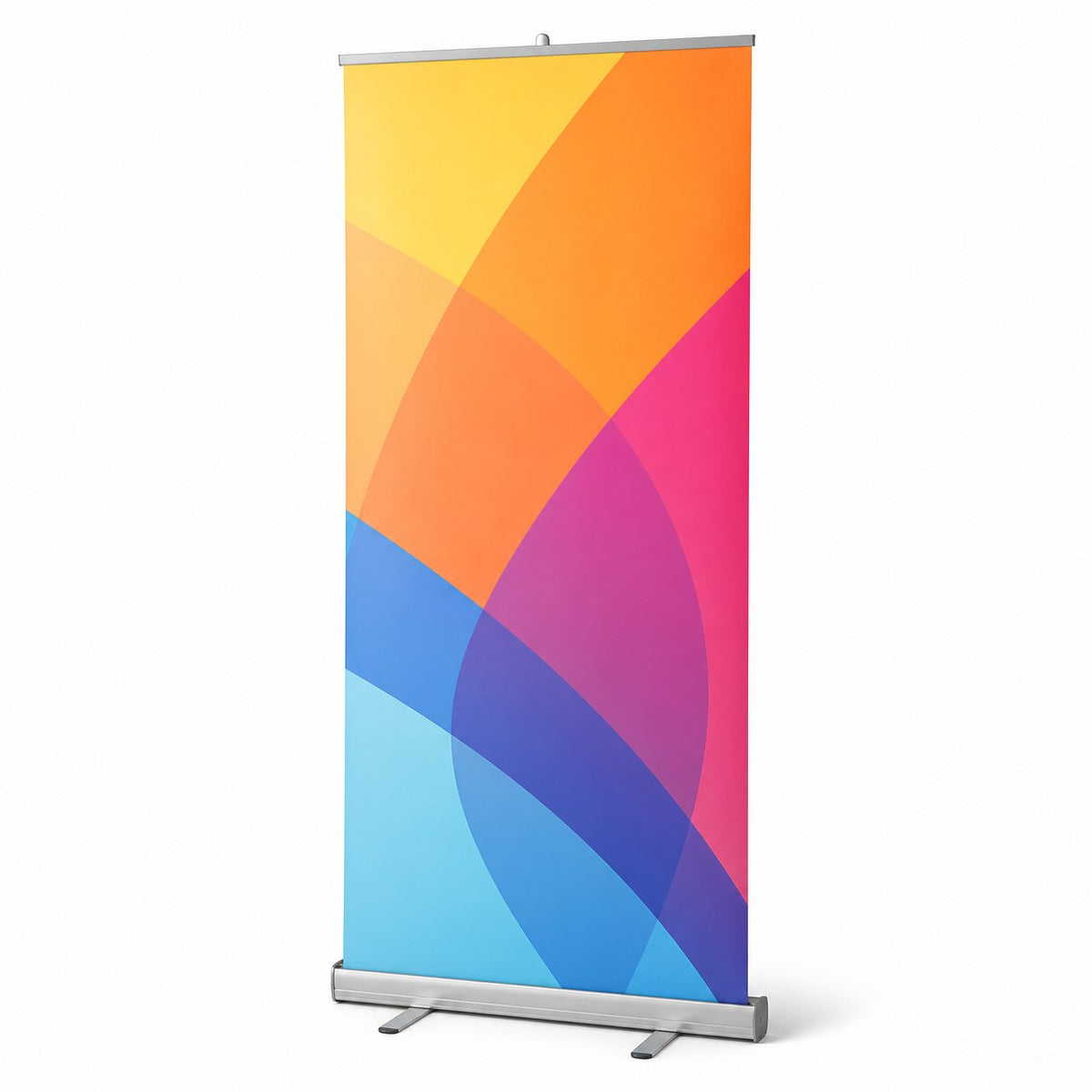 Roll-Up Bannerdisplay (PVC-frei) mit Motiv WIR LIEFERN JETZT AUCH 85 cm x 200 cm, inklusive Druck und Versand