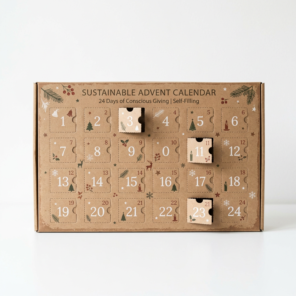 Nachhaltiger Adventskalender zum selbst Befüllen Querformat (bedruckbar)