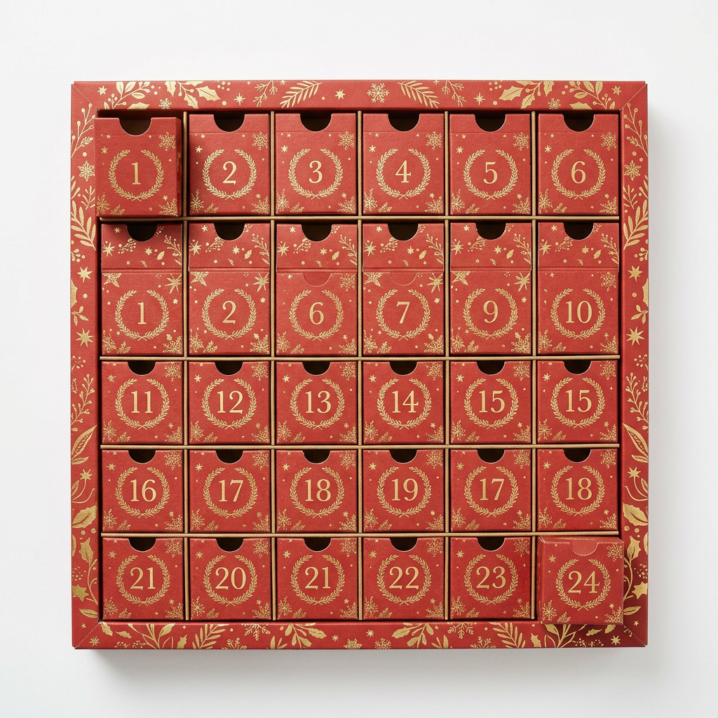 Adventskalender mit Faltschachteln (bedruckbar)