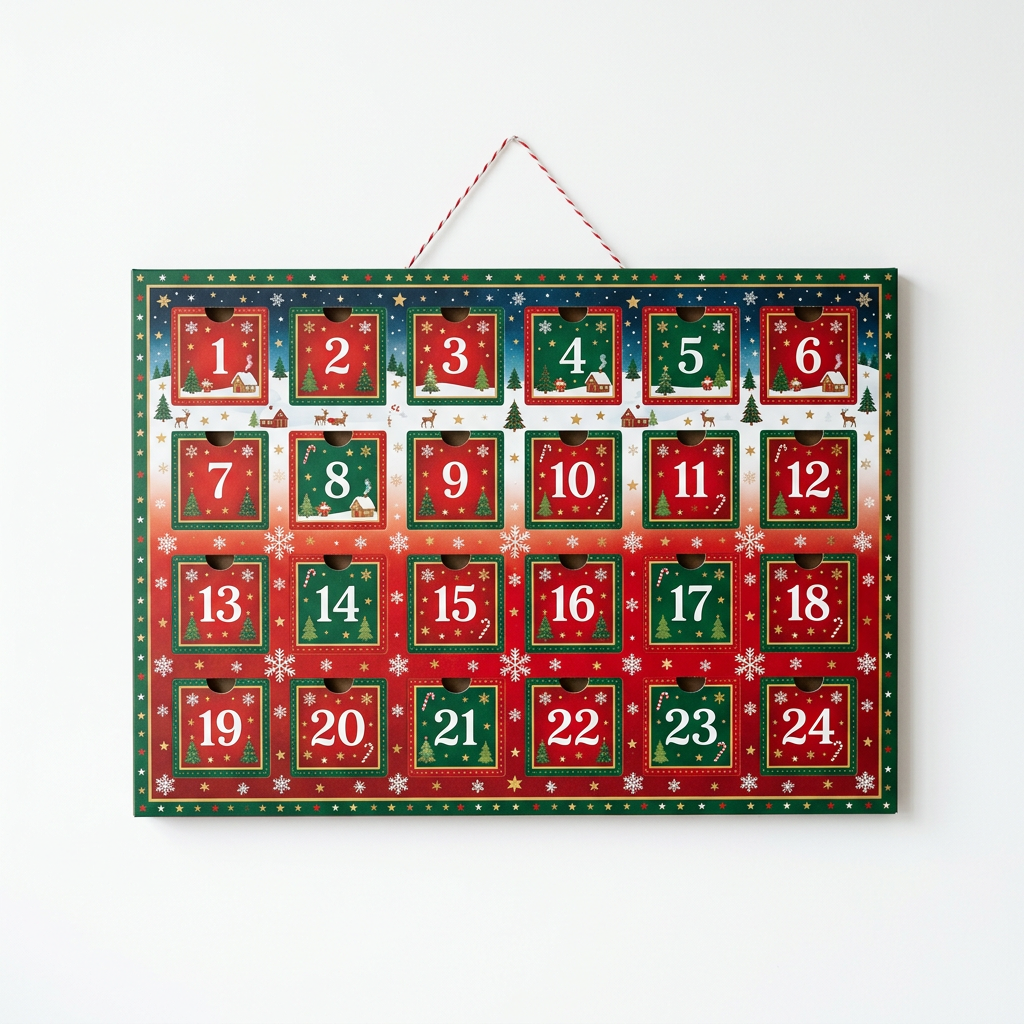 Schoko-Adventskalender Wandkalender Querformat (bedruckbar)