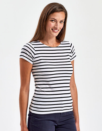 Damen Marinière Kurzarm T-Shirt – Bild 2