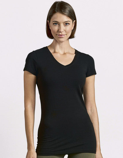 E3087 Women´s Slim Fit V-Neck-T Long – Bild 5