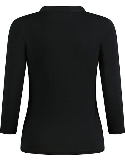 K785 Regular Fit Mandarin Collar Top 3/4 Sleeve – Bild 5