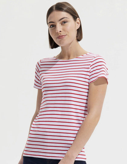 L01399 Women´s Round Neck Striped T-Shirt Miles – Bild 4