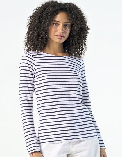 Women´s Long Sleeve Striped T-Shirt Marine – Bild 3