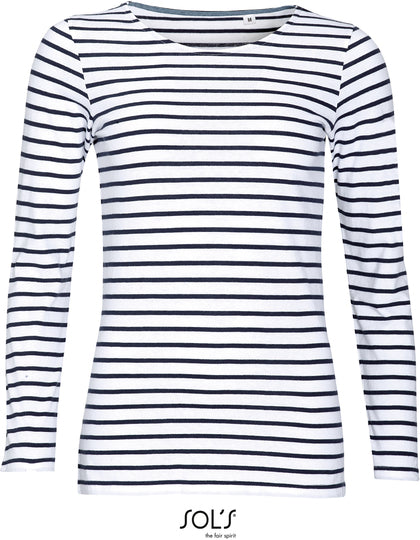 Women´s Long Sleeve Striped T-Shirt Marine – Bild 4