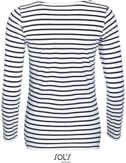 Women´s Long Sleeve Striped T-Shirt Marine – Bild 5