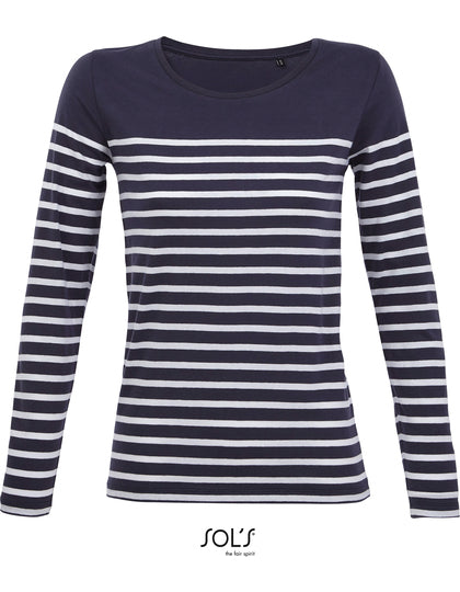 L03100 Women´s Long Sleeve Striped T-Shirt Matelot – Bild 4