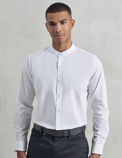 Men's Banded Collar Grandad Langarm Hemd – Bild 3