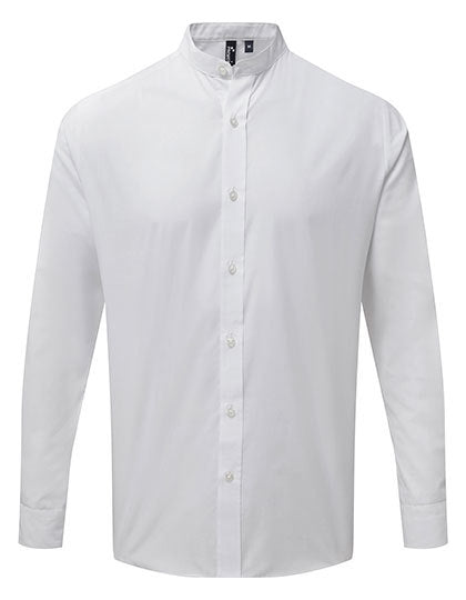 Men's Banded Collar Grandad Langarm Hemd – Bild 4