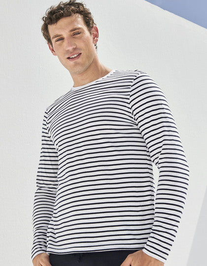 Unisex Langarmshirt mit Streifen – Bild 2
