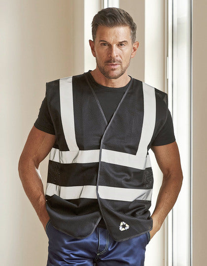 Hi-Vis Top Cool Recycled Open Mesh Warnweste – Bild 2