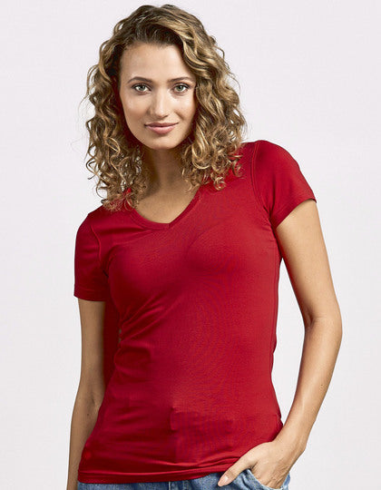 Damen V-Neck T-Shirt, Slim Fit – Bild 5