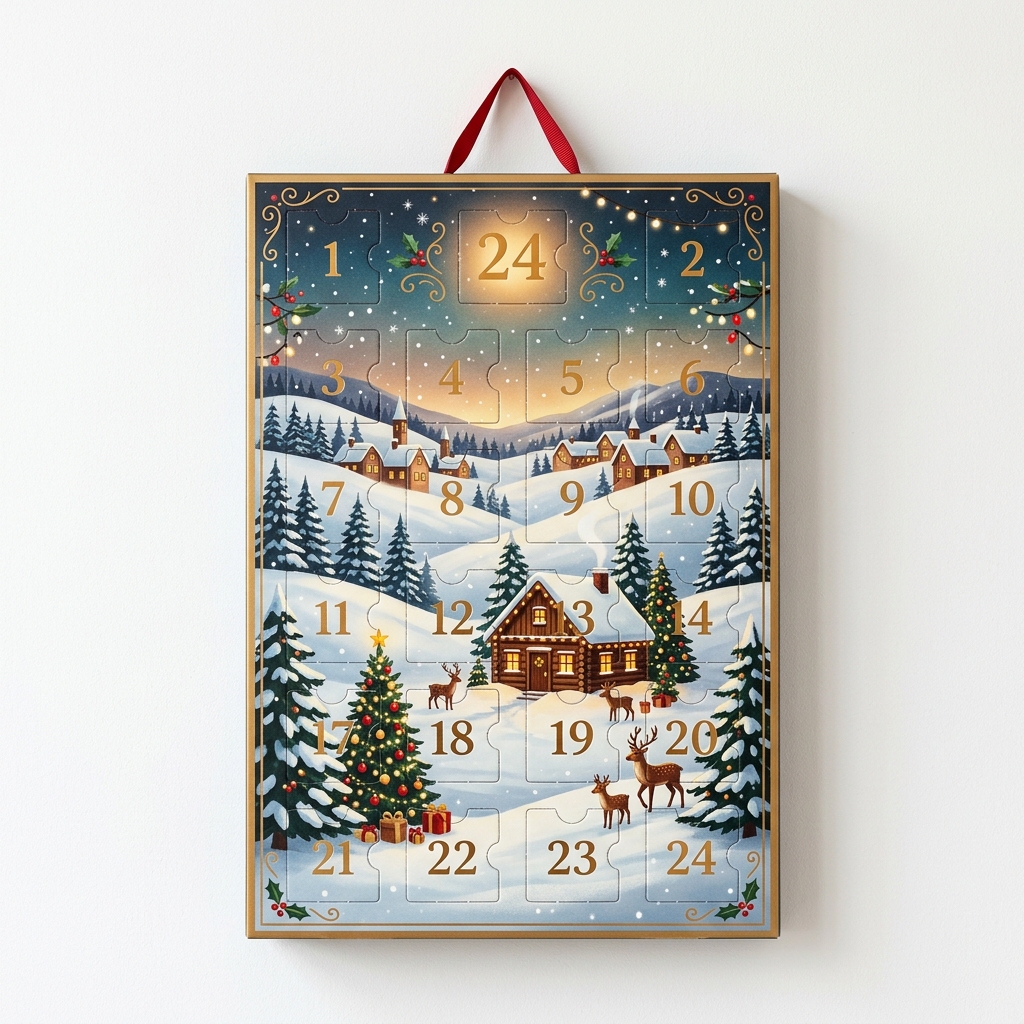 Schoko-Adventskalender Wandkalender Hochformat (bedruckbar)