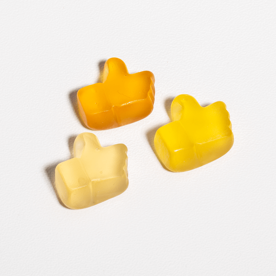 Fruchtgummi-Tütchen 10 g (Form: Daumen), einseitig farbig (bedruckbar)
