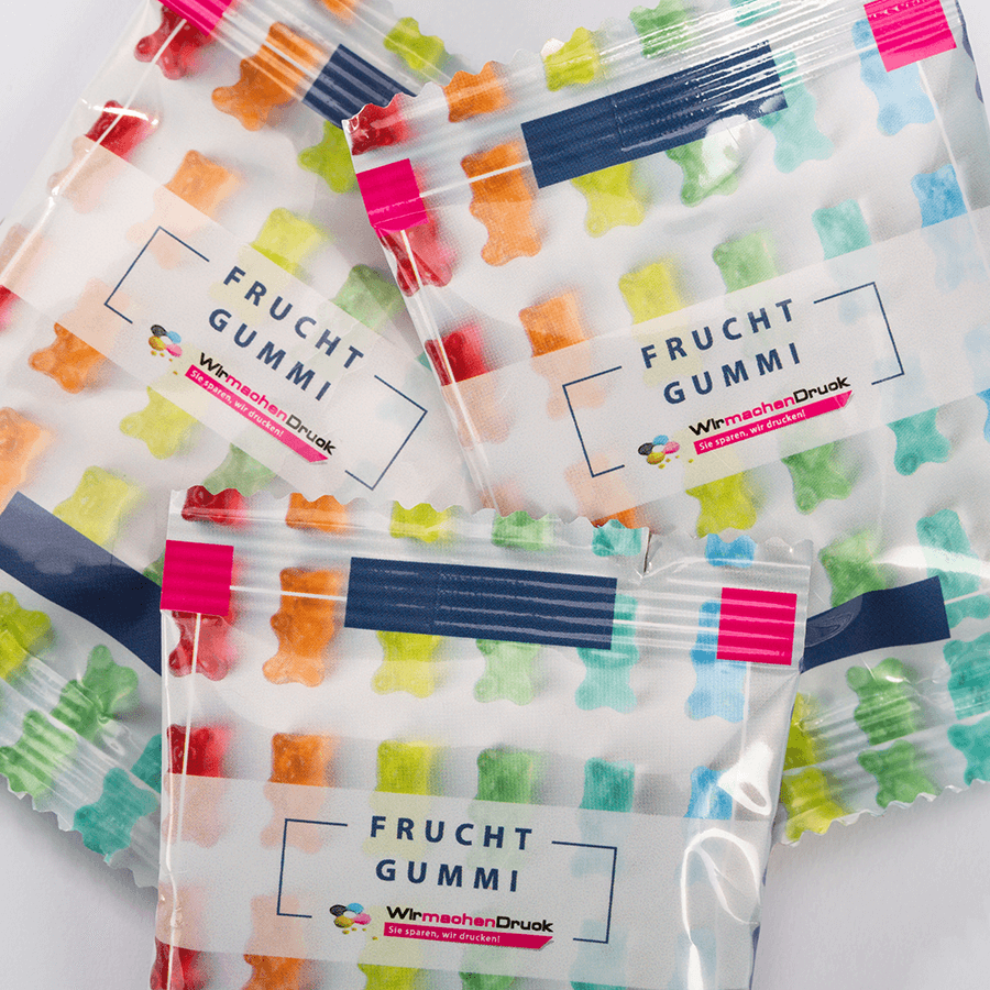 Fruchtgummi-Tütchen 10 g Form Fussballfieber, einseitig (bedruckbar)
