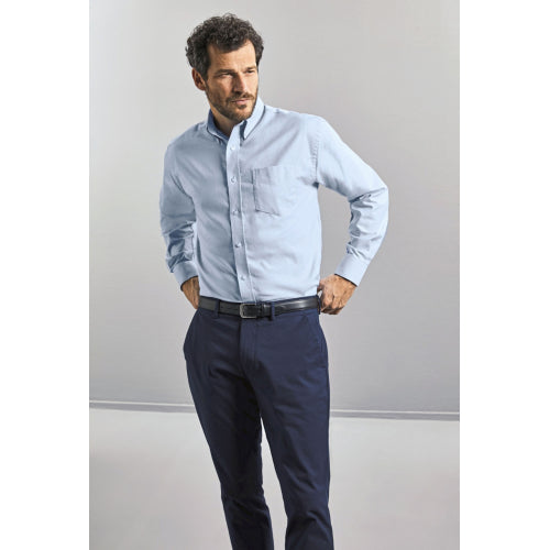 Men`s Long Sleeve Oxford Shirt Easy Care in Rueckseite - bedruckbar und bestickbar