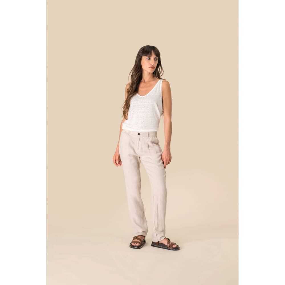 Leinenhose für Damen in Rueckseite - bedruckbar und bestickbar