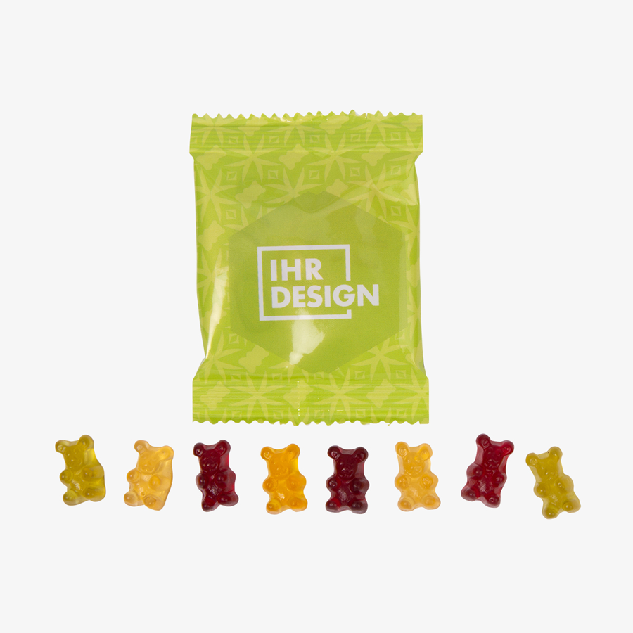 Vegane Gummibärchen 10 g Tütchen, beidseitig farbig (bedruckbar)